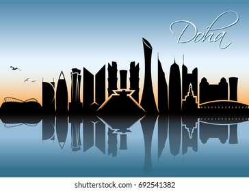 Doha skyline - Qatar - vector illustration