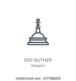 Doi suthep icon. Thin linear doi suthep outline icon isolated on white background from religion collection. Line vector sign, symbol for web and mobile