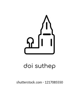 Doi suthep icon. Trendy modern flat linear vector Doi suthep icon on white background from thin line Religion collection, editable outline stroke vector illustration