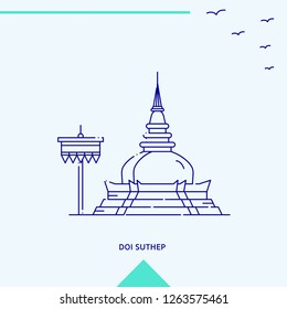 DOI SUTHEP skyline vector illustration