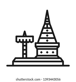 Doi suthep temple, chiang mai, thailand. Simple line icon. Isolate on white background.