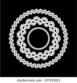 Doily / lace frame, decor / design element, wedding border, vector.  Set of floral seamless border