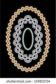 Doily / lace frame, decor / design element, wedding border, vector. Set of floral seamless border