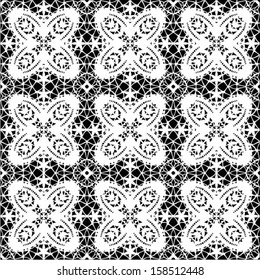 Doily / Lace ornamental, snowflake seamless background, wedding pattern, embroidery elements, vector illustration