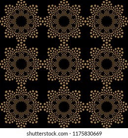 doily lace seamless tile in gold on black