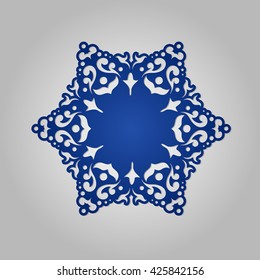 Doily. Mandala. Round Ornament Pattern. Geometric circle element made in vector. Circular pattern in arabesque style. My be used for laser cutting or die cutting machines