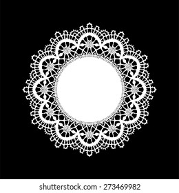 Doily Ornament, Stencil Round Pattern, Cut Out Design, Decor Element, Vector Illustration