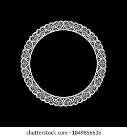 Doily round frame with heart ornament, valentine's day design, vector