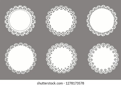 doily set vector Vintage Lace Doily Set, Place Mat, Paper Cutout, Vector Design
