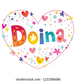 Doina - girls name decorative lettering heart shaped love design