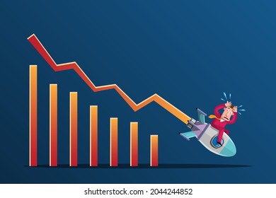 Doing business with fail ideas It's like having a rocket aimed at the down of graph clearly and quickly. Fail every project. Vector illustration in 3D style