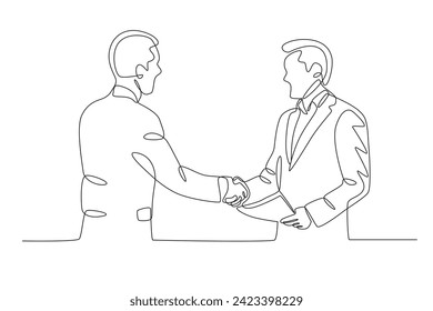 Doing business with family. Business deal one-line drawing