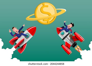 Doing business with good ideas It's like having a rocket aimed at the target clearly and quickly. Targets every project. Vector illustration in 3D style