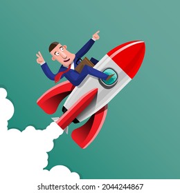 Doing business with good ideas It's like having a rocket aimed at the target clearly and quickly. Targets every project. Vector illustration in 3D style