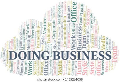 Doing Business word cloud. Collage made with text only.