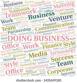Doing Business word cloud. Collage made with text only.