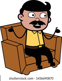 Doing a Conversation - Indian Cartoon Man Father Vector Illustration