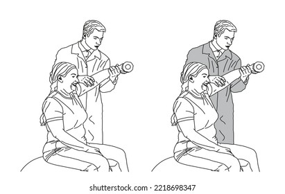 Doing Excersice Physiotherapy doctor and Patient Vector Art