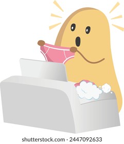 Doing Laundry Potato Vector Clipart