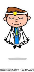 Doing Meditation - Professional Cartoon Doctor Vector Illustration