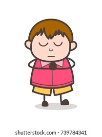 Doing Prayer - Cute Cartoon Fat Kid Illustration