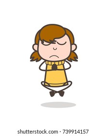 Doing Prayer Pose - Cute Cartoon Girl Illustration