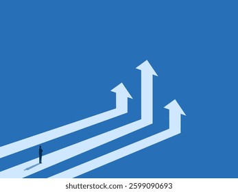 Doing well in career, Development, Businessman chooses the path where the graph grows the most