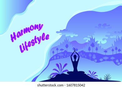 doing yoga in nature among the mountains and trees in harmony a way of life with yourself