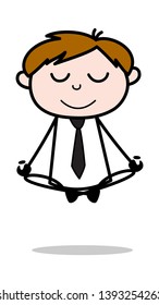 Doing Yoga - Office Salesman Employee Cartoon Vector Illustration﻿