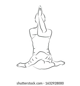 Doing yoga practice isolated on white background - concept of healthy life and natural balance between body and mental development
