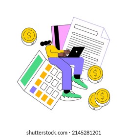 Doing your taxes abstract concept vector illustration. Personal income, refinance your debt, loan insurance, budget calculator, business accountant, financial audit, paperwork abstract metaphor.