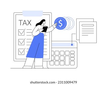 Doing your taxes abstract concept vector illustration. Personal income, refinance your debt, loan insurance, budget calculator, business accountant, financial audit, paperwork abstract metaphor.