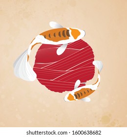 Doitsu Hariwake fish koi. Fish Koi Illustration. Concept for Fish Koi. Flat style vector illustration isolated on colour background, suitable for wallpaper, banner, book illustration