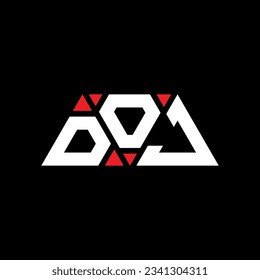 Diseño del logotipo de la letra del triángulo DOJ con forma de triángulo. Monograma de diseño del logotipo del triángulo DOJ. Plantilla de logotipo vectorial de triángulo DOJ con color rojo. Logo triangular DOJ Diseño sencillo, elegante y lujoso.