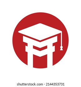 Dojo Academy Logo, Shrines with Graduate Cap, Simple and Modern, EPS 10 vector