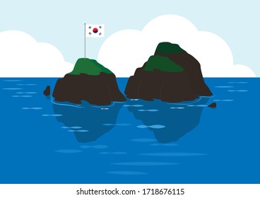 Dokdo tiene dos islas donadas en el Mar Oriental.