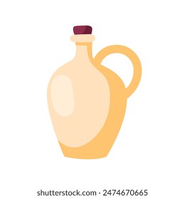 Doki Georgian clay jug for strong alcohol drinks. Clay Jar for wine. Flat vector illustration