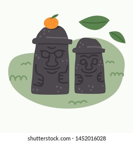 dol haleubang (estátua de pedra) de Jeju-do na Coréia. Ilustração vetorial EPS10