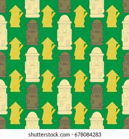 Dol hareubangs, also called tol harubangs, are large rock statues found on Jeju Island off the southern tip of South Korea. Seamless pattern