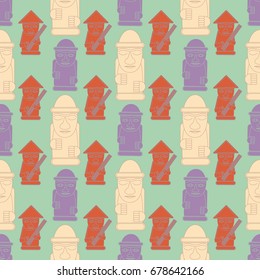 Dol hareubangs, also called tol harubangs, are large rock statues found on Jeju Island off the southern tip of South Korea. Seamless pattern