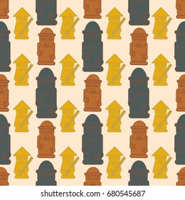 Dol hareubangs, also called tol harubangs, are large rock statues found on Jeju Island off the southern tip of South Korea. Seamless pattern