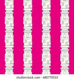 Dol hareubangs, also called tol harubangs, are large rock statues found on Jeju Island off the southern tip of South Korea. Seamless pattern