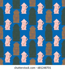 Dol hareubangs, also called tol harubangs, are large rock statues found on Jeju Island off the southern tip of South Korea. Seamless pattern