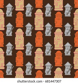 Dol hareubangs, also called tol harubangs, are large rock statues found on Jeju Island off the southern tip of South Korea. Seamless pattern