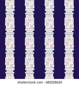 Dol hareubangs, also called tol harubangs, large rock statues found on Jeju Island off the southern tip of South Korea. Seamless pattern