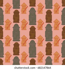 Dol hareubangs, also called tol harubangs, are large rock statues found on Jeju Island off the southern tip of South Korea. Seamless pattern