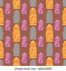 Dol hareubangs, also called tol harubangs, are large rock statues found on Jeju Island off the southern tip of South Korea. Seamless pattern