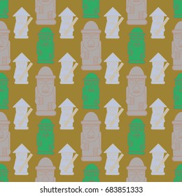 Dol hareubangs, also called tol harubangs, are large rock statues found on Jeju Island off the southern tip of South Korea. Seamless pattern