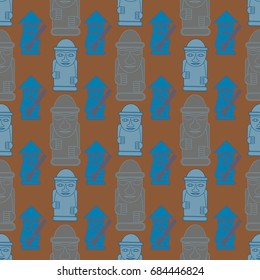 Dol hareubangs, also called tol harubangs, are large rock statues found on Jeju Island off the southern tip of South Korea. Seamless pattern