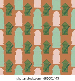 Dol hareubangs, also called tol harubangs, are large rock statues found on Jeju Island off the southern tip of South Korea. Seamless pattern